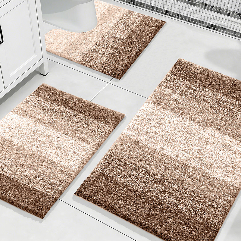 Alfombras de baño de flocado transfronterizas simples puerta de absorción de agua de tres piezas conjunto de almohadillas antideslizantes al por mayor image 10