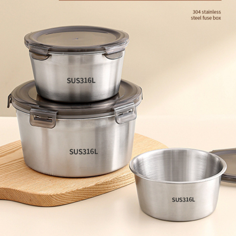 316 tazón de acero inoxidable sellado caja de almuerzo con cubierta yogur avena tazón de sopa doméstica portátil personal sin amistad estilo chino