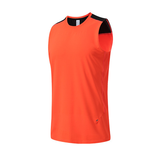 Men's Summer Basketball Shooting Shirts, Sleeveless Round Neck Breathable Fitness Running Marathon Shirts