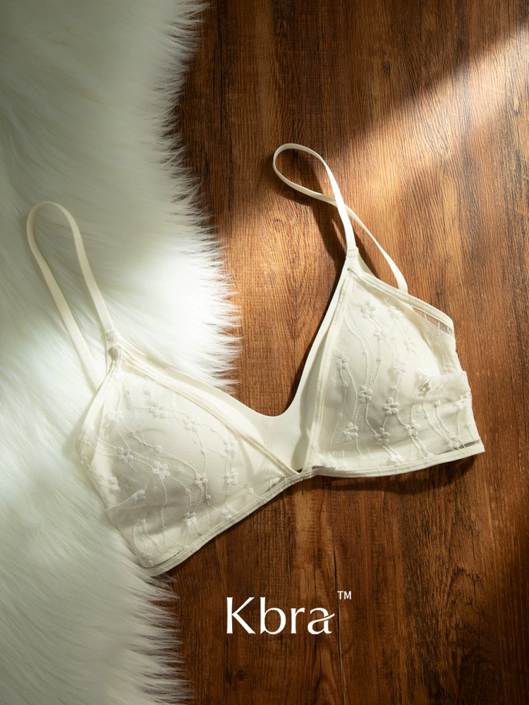 Lace Wireless Bra Women, Thin Lightweight, Light Push-Up Support, Beautiful Back Design