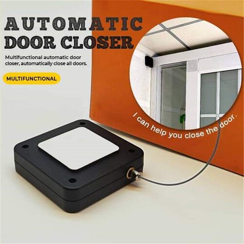 Sliding door automatic door closer hydraulic buffer household door closing spring iron door handy artifact pull rope without punching