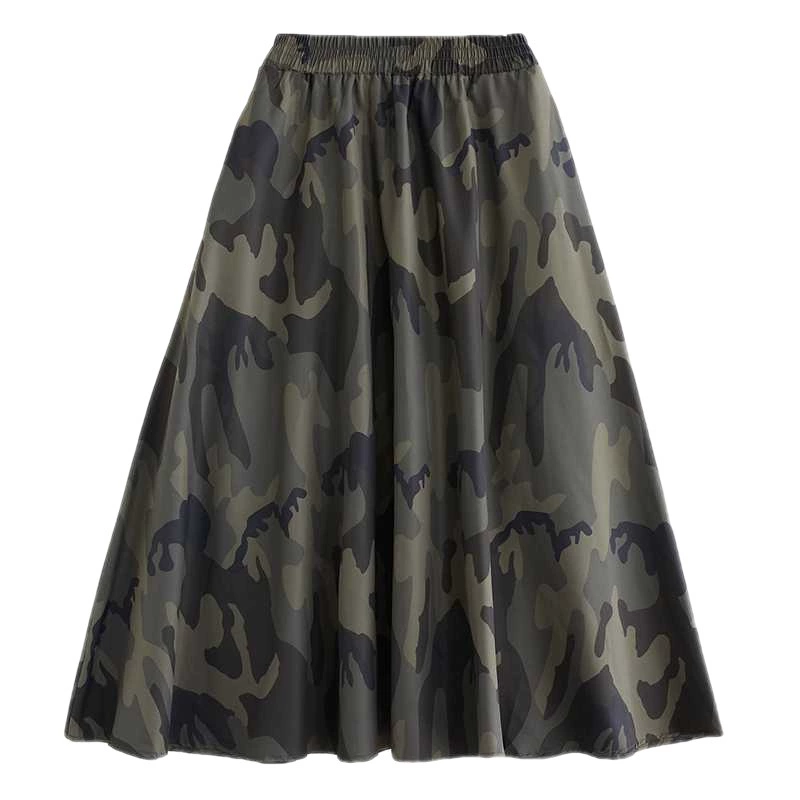 Summer clothing, camouflage skirt, Korean style, plus size, fitted