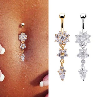 Cross-border WISH AliExpress hot sale navel buckle water drop pendant navel nail piercing navel ring ebay hot selling manufacturer