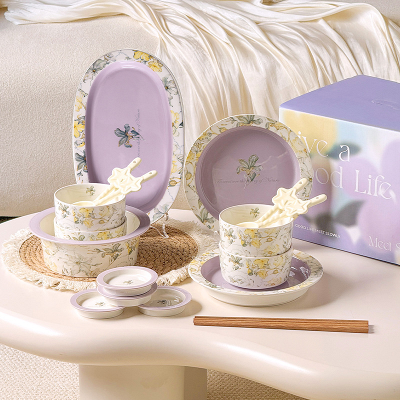 Blooming Flowers, High-End Tableware, Ceramic Dishes, High-Value Plates, Rice Bowls, Noodle Bowls, Yogurt Bowls, Dishes