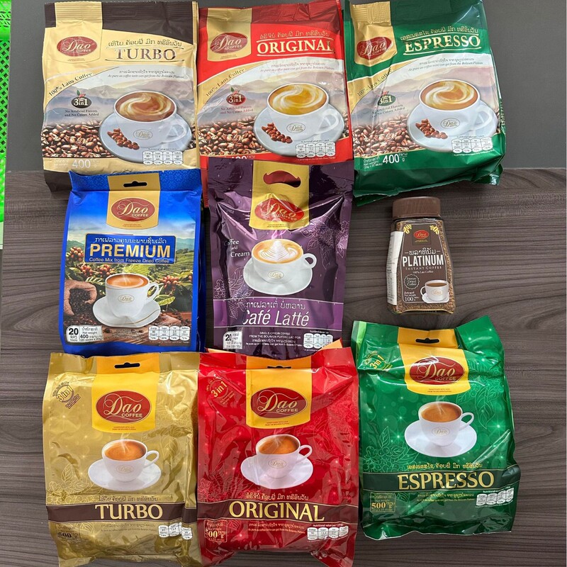 Wholesale Distribution of Laos Coffee Dao in Golden, Red, Green, Blue, Freeze-Dried Purple Latte Flavors on Taobao, Pinduoduo, and Douyin