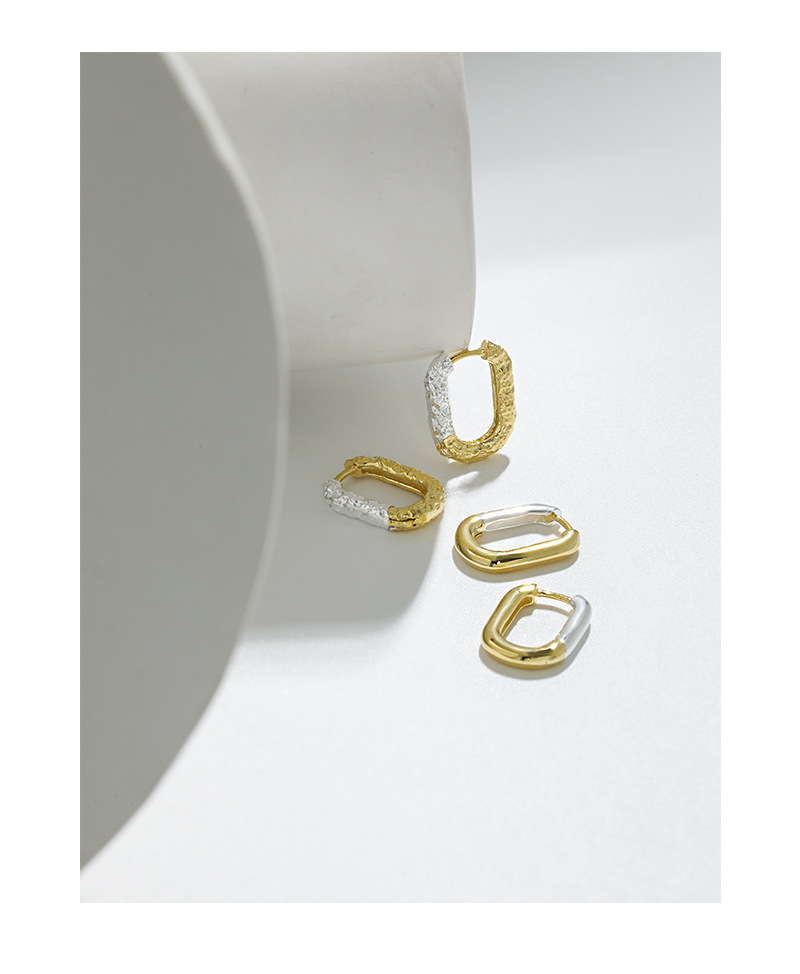 INS Style Color Block Sterling Silver Plating Hoop Earrings 1 Pair