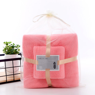 Coral velvet towel bath towel suit factory wholesale soft absorbent hand gift return daily home gift bag