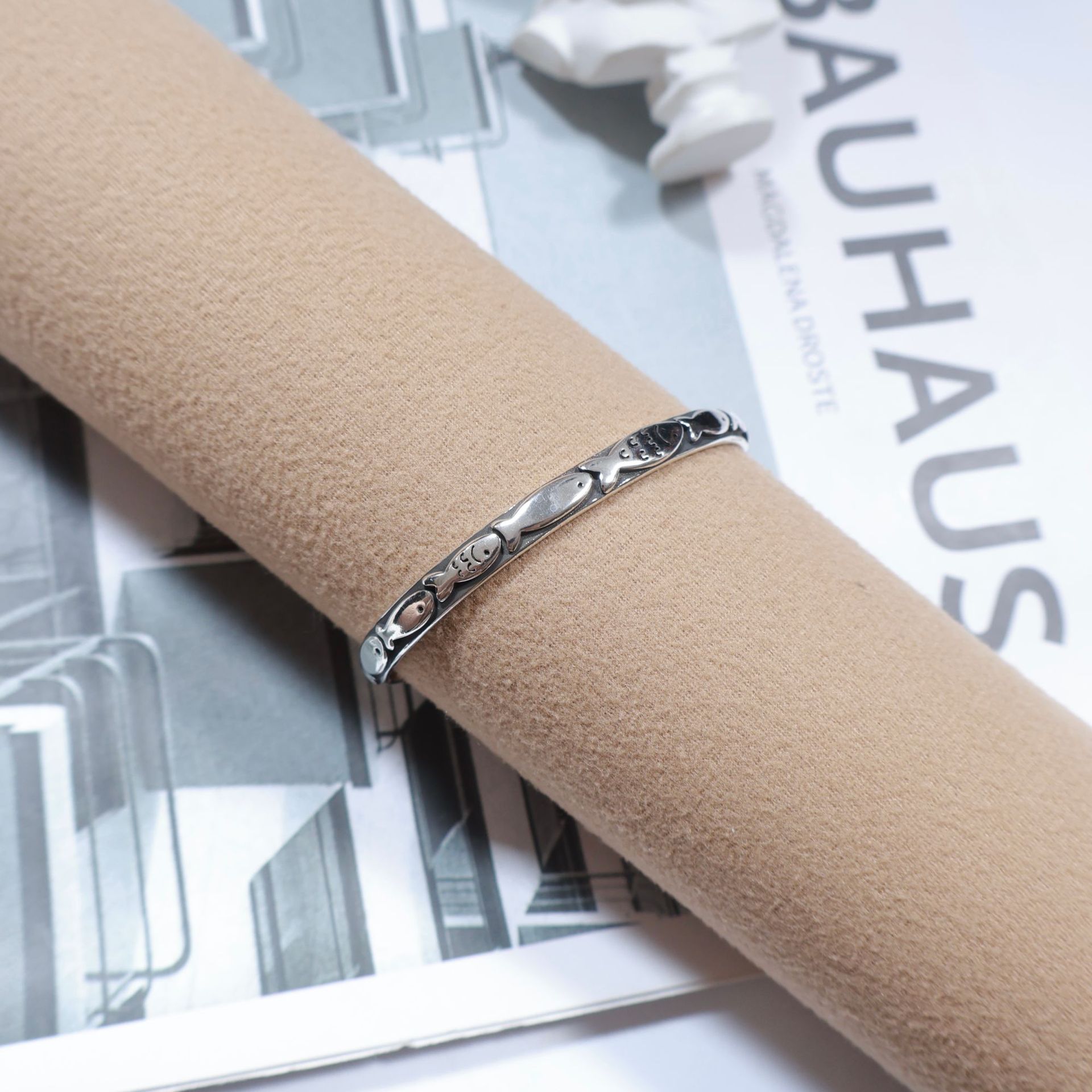 Daily Occasion Thai silver Material Basic Simple Style Geometric Thai Silver Bangles Wholesale