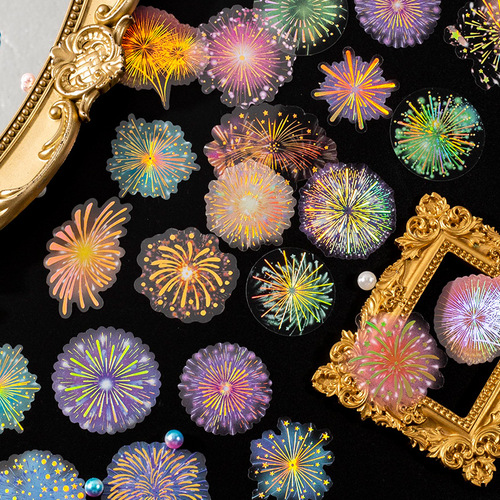 Beautiful Day Pet Stickers Fireworks Blossom Series Romantic Fireworks Theme Handbook Decorative Materials 20 Pieces