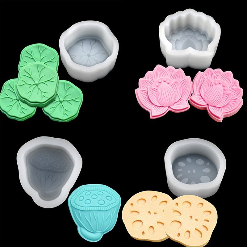 藝高中秋節荷葉蓮藕翻糖硅膠模具 DIY蓮蓬月餅模具果凍蠟燭模具