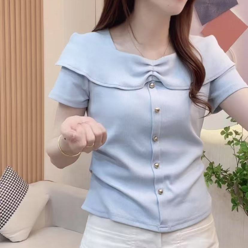 高档洋气短袖T恤女2025夏季新款小个子宽松显瘦时尚气质百搭上衣