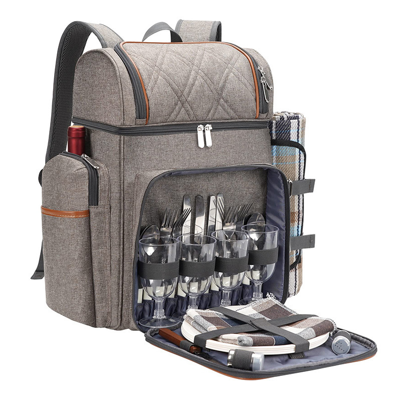 Nueva mochila de picnic, bolsa de picnic a prueba de fugas, mochila refrigerada en la playa, bolsa de vino con aislamiento, mochila de picnic de doble capa