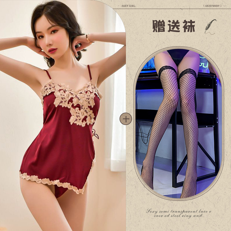 레드 + 블랙 망사 스타킹