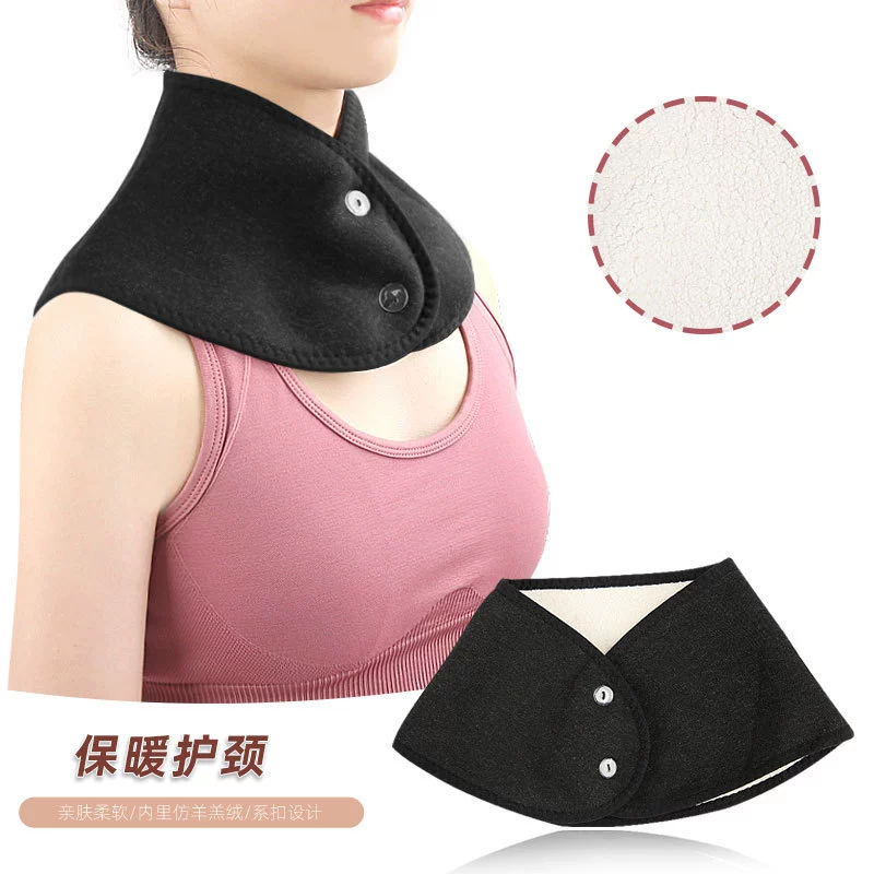 Крышка плаща шея шея шея шея двойная шея теплая теплая имитация овечьего чехла бархата мягкая утолщение плащ черный серый средний размер