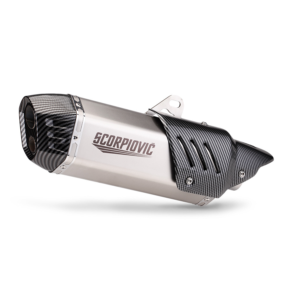 Motorcycle Modified S7 Rectangular Hexagon Exhaust Pipe 51MM Universal Tail 675SRR CBR400R ZX4R