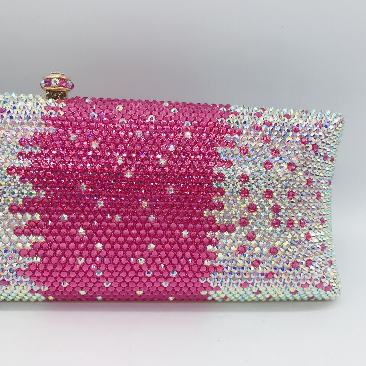 Túi clutch nữ đính đá rhinestone cầm tay hộp cứng dự tiệc — 10 # xanh ngọc chi tiết 8