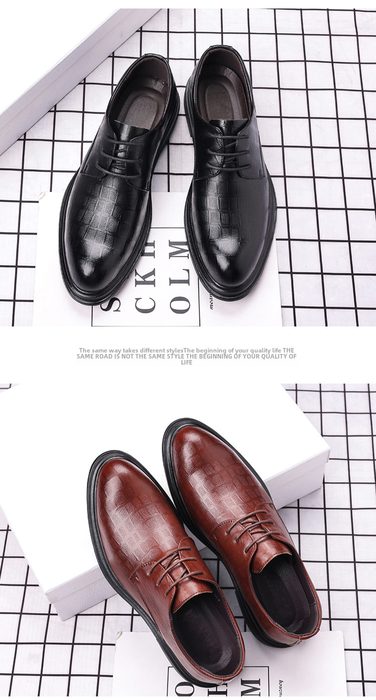 Leather Shoes Men's Business Dress Casual Trendy Shoes Spring British Groom Korean Cross-border Soft-soled Wedding Shoes Breathable_vogvips.com
