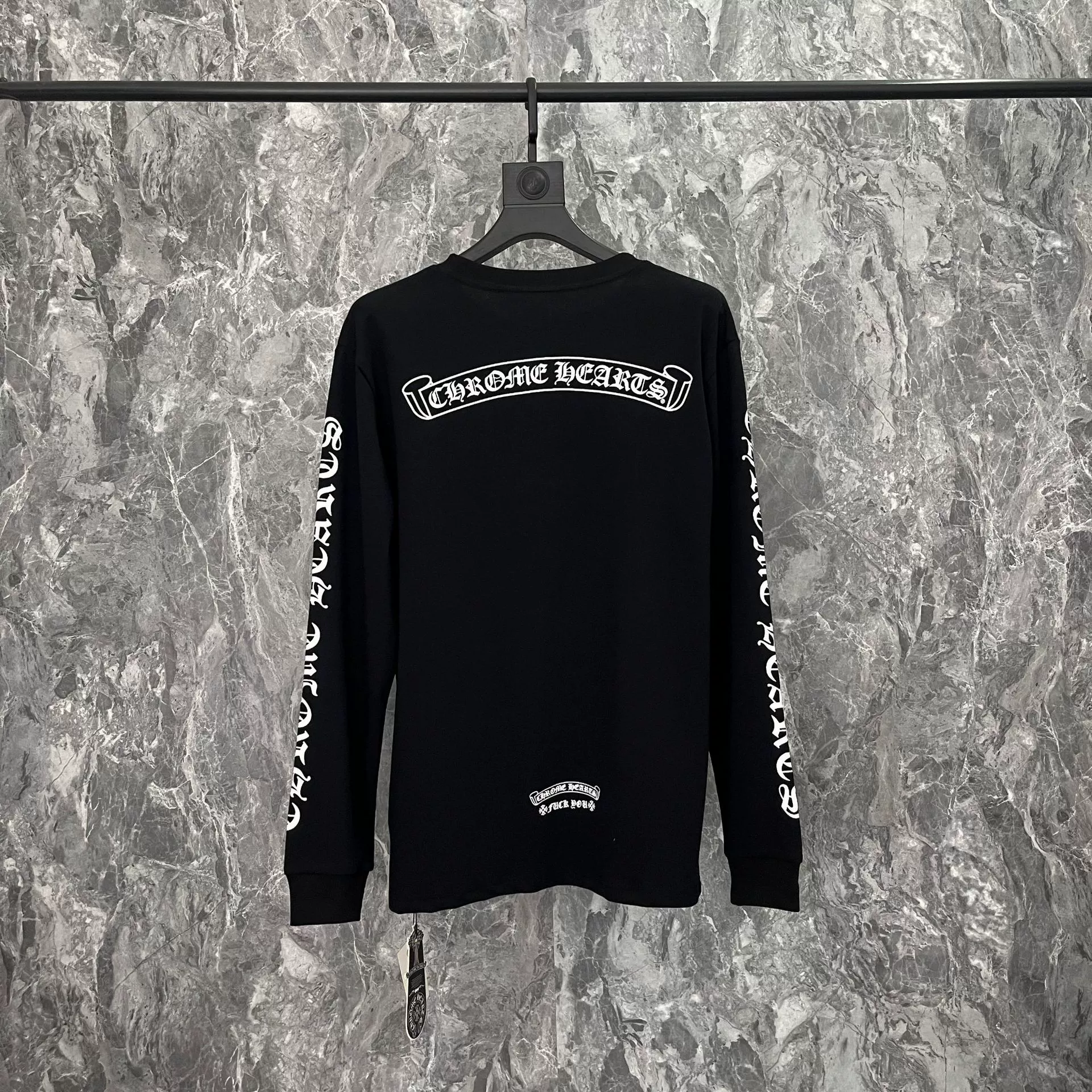 Торговля зарубежная стильная марка Chrome Heart Chrome Heart футболка с круглым вырезом из чистого хлопка дужной весна и осень с длинным рукавом фабричная продажа со склада