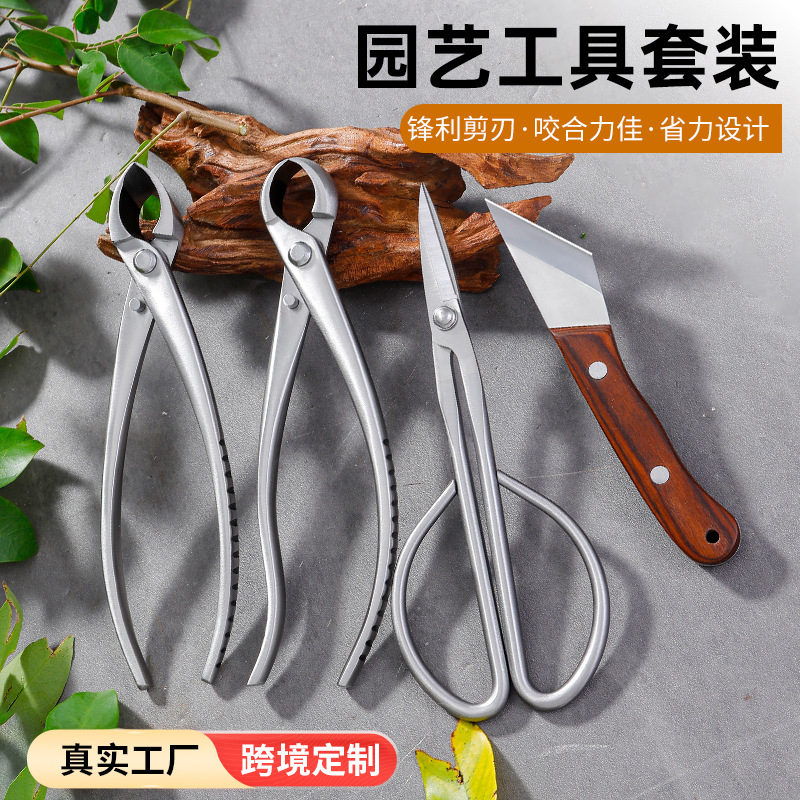 跨境盆景工具套装球节剪斜球剪盆栽一体叶芽剪园艺专用修枝树瘤节