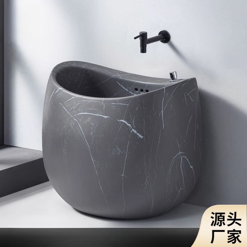 洗拖把池陶瓷家用阳台卫生间拖布池彩色墩布池子户外庭院北欧蛋形|undefined