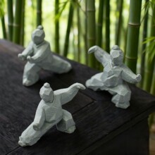 新中式太极功夫武侠人物家居桌面茶桌工位创意摆件茶宠装饰工艺品