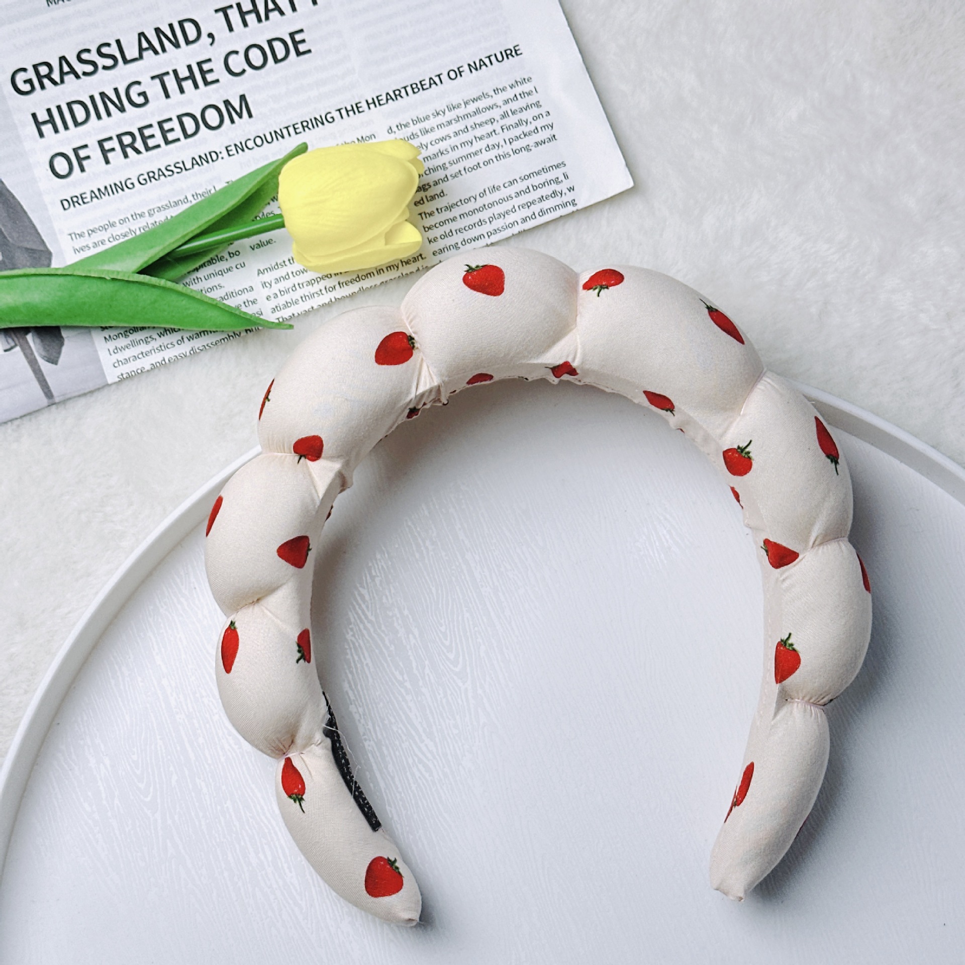 Diadema de Esponja tipo Nube de Tela para Lavado de Cara