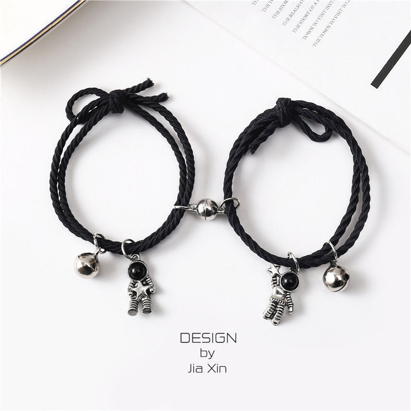 Astronaut lovers Small bell Bracelet a pair lodestone rubber string ins Leather sheath Confidante Tousheng Hairpin Astronaut