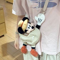 卡通毛绒玩偶小包包新款可爱米奇开心露营斜挎包外出旅行小背包