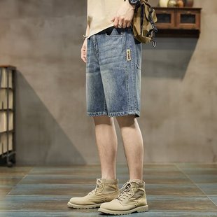 Workwear Denim Shorts Men's Summer Thin Loose Trendy Brand Casual Men's Five-point Pants 2024 New Mid-length Pants