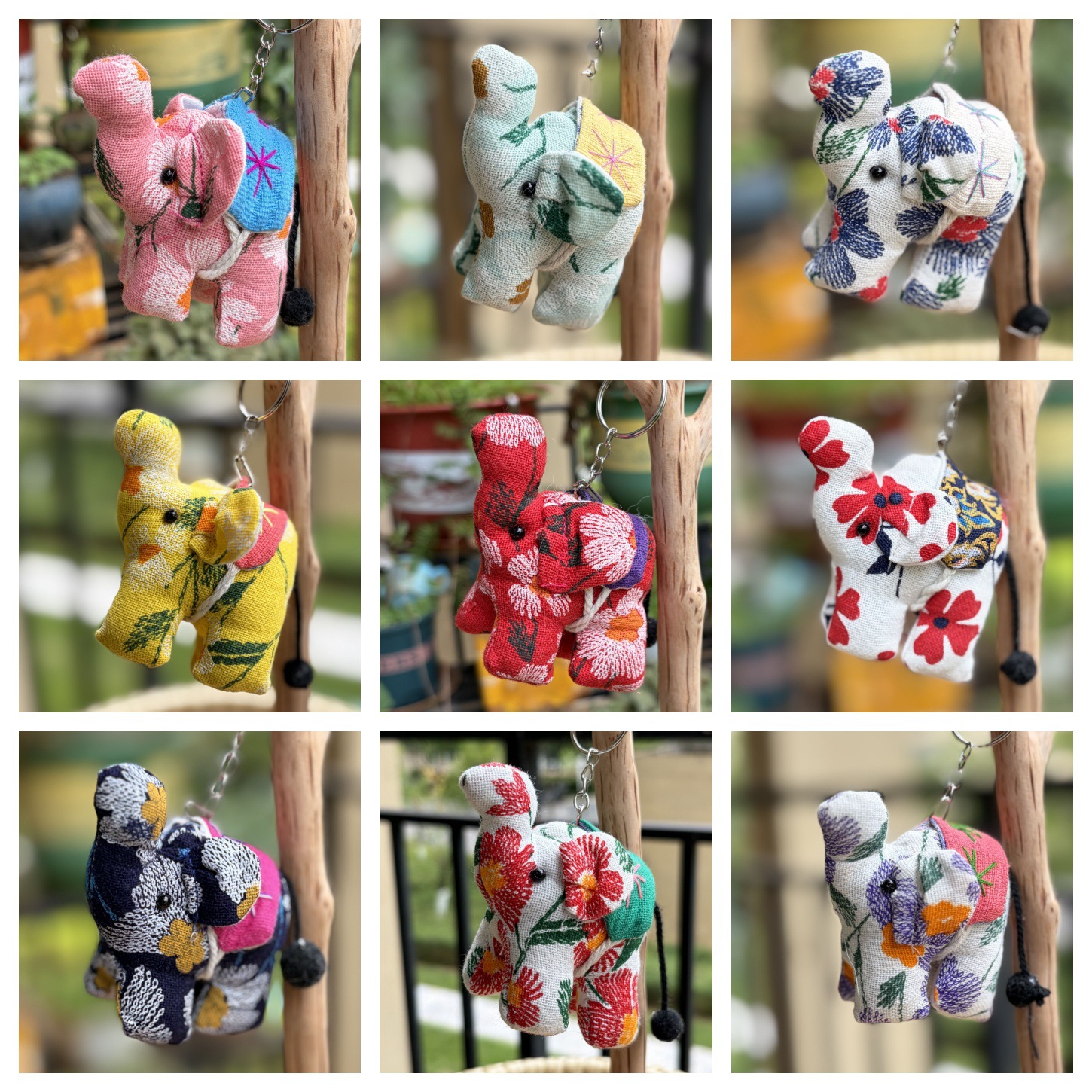 Thai Fabric Elephant Pendant, Cloth Elephant Hanging Ornament, Travel Souvenir, Gift from Dali and Xishuangbanna
