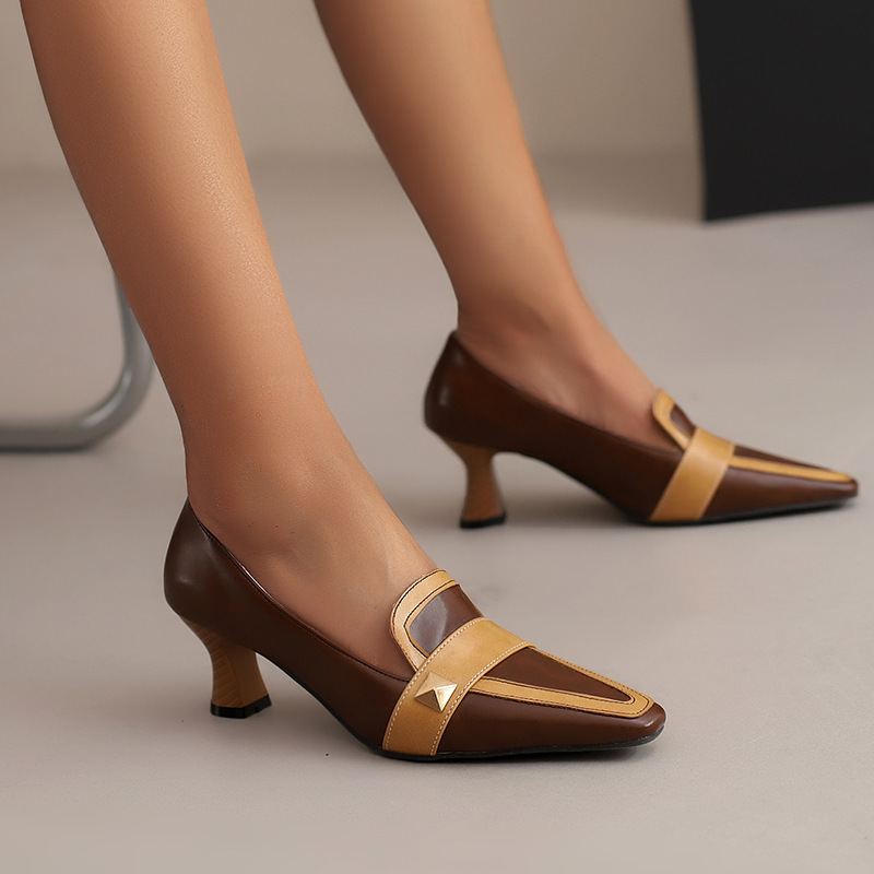 2024 Spring Fashion Mid-Heel Pointed Toe 32-50 Extra Large Size Wish Export Style Slip-On Color-Blocking Women's Shoes 2024 Spring Fashion Mid-Heel Pointed Toe 32-50 Extra Large Size Wish Export Style Slip-On Color-Blocking Women's Shoes