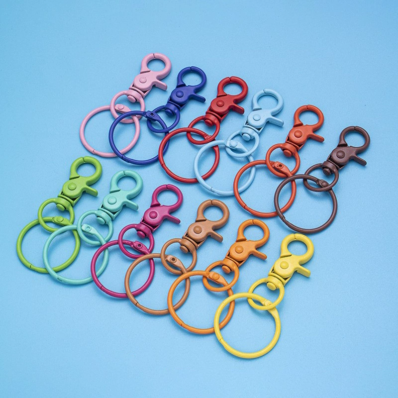 Поставка цветных застежек-карабинов из цинкового сплава, бирок для собак, лакированных брелоков конфетных цветов с кольцами для карточек, плоскогубцев для изготовления брелоков своими руками.