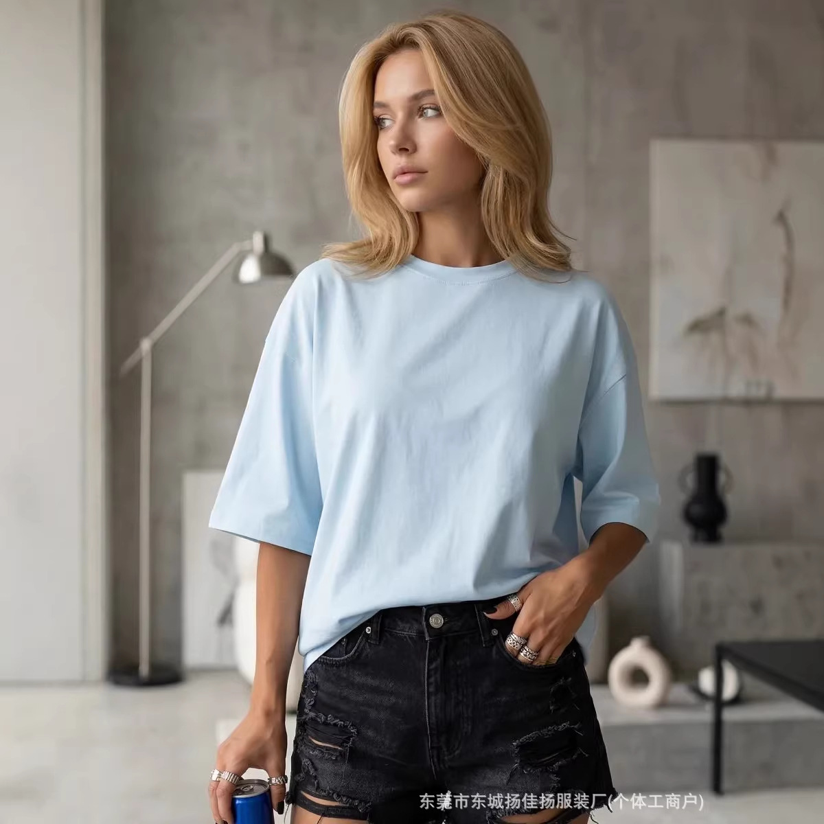 100% Pure Cotton Short-Sleeved T-Shirt, Lazy Style, Stylish, Simple, Versatile, Trendy, Plain Hiphop Top