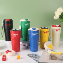 现货304不锈钢咖啡杯高颜值便携提绳保温杯大容量情侣学生随手杯