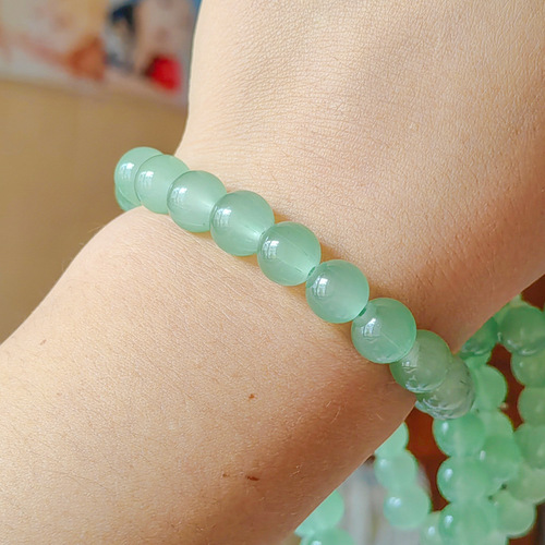Ice-transparent imitation bodhi root gradient bracelet for women 10mm student finger-wrapped soft hand-twisted two-color glass beads bracelet