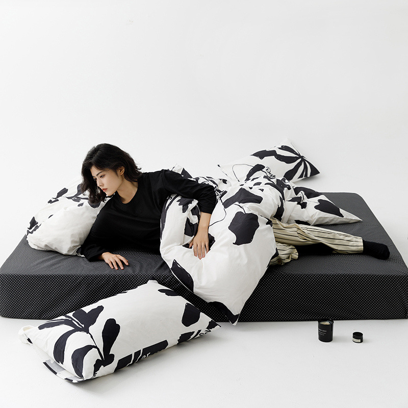 Nordic Minimalist Pure Cotton Bedding Set 4 Piece Fitted Sheet_voghion.com