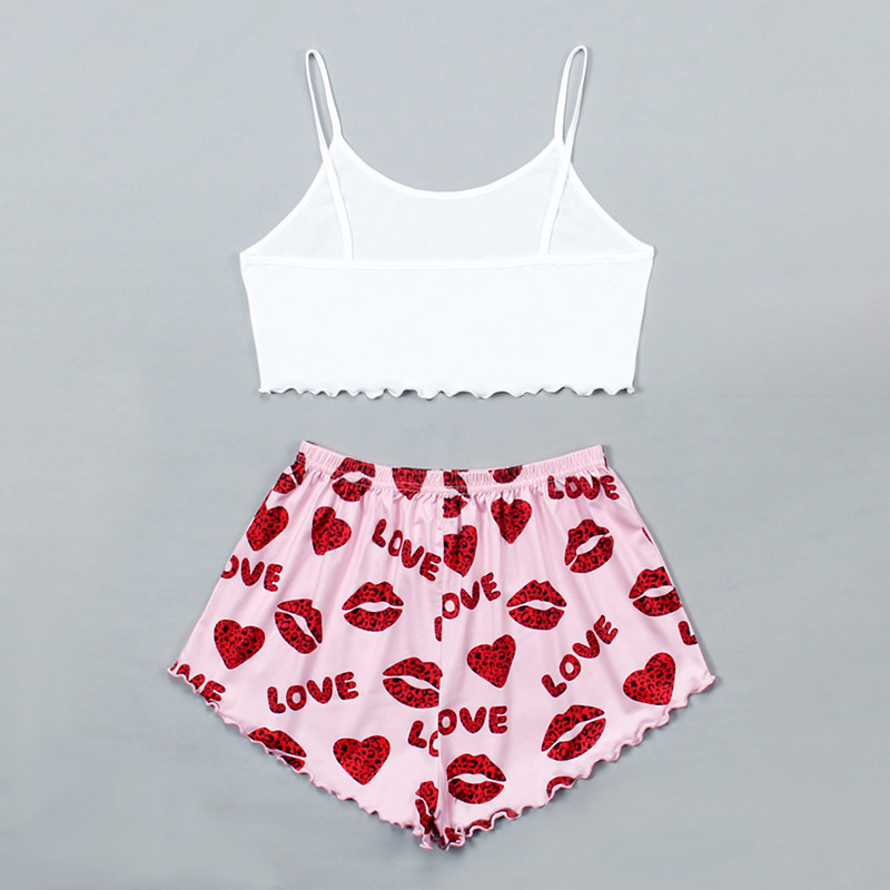 Shorts Co-ord Set Sets Type 2 Pieces Set Quantity Home Women's Cartoon Style Lips Panda Watermelon Cotton Blend Polyester Shorts Co-ord Set Pajama Sets