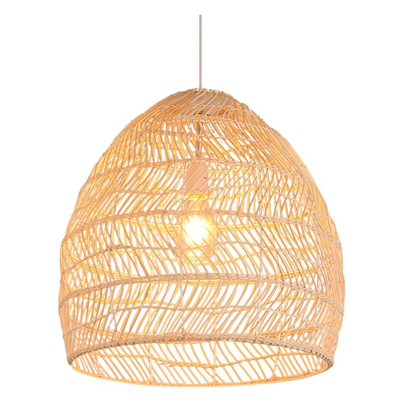 Araña de estilo japonés creativo personalizado comedor lámpara Hotel habitación estudio entrada estilo silencioso hecho a mano ratán lámpara de una sola cabeza