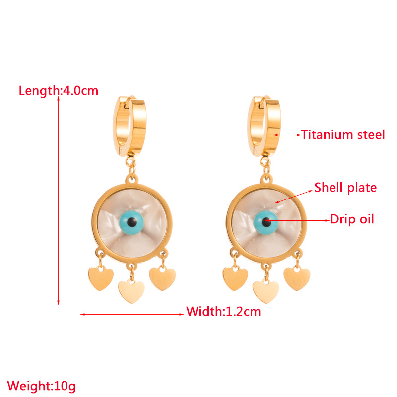 Fashion Dreamcatcher Eye Titanium Steel Gold Plated Shell Drop Earrings 1 Pair