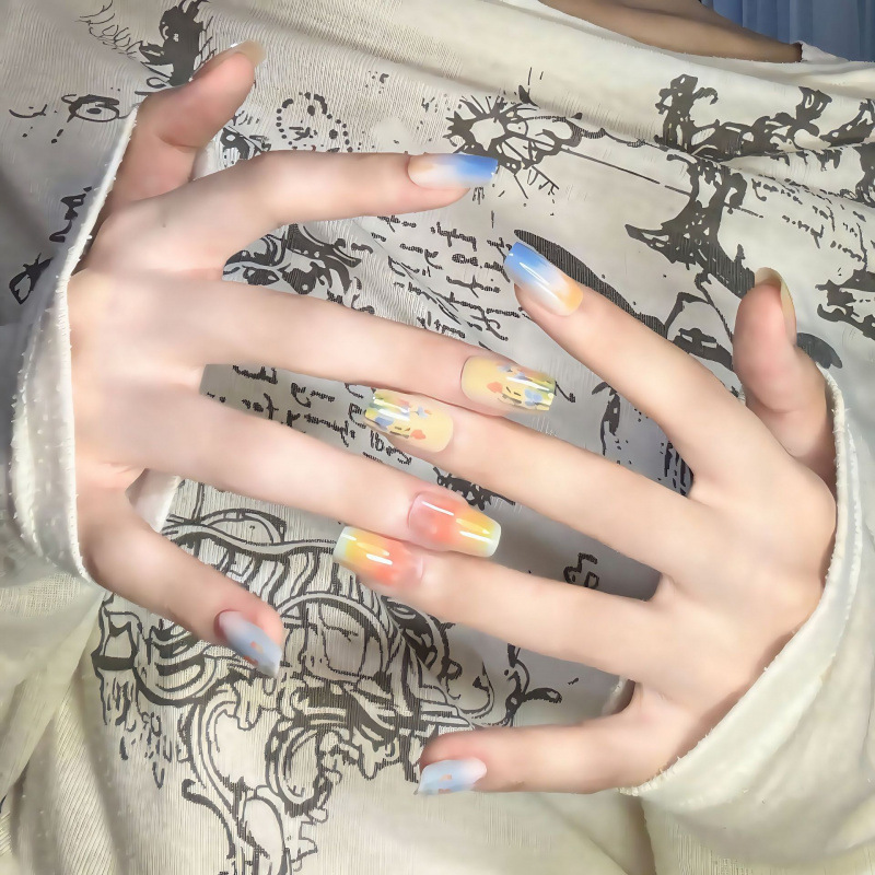 Vibrant Oil Painting Style Ancient Chinese Style Wearable Nails, Handmade Nail Art, Gradient Smudged Fresh Nail Stickers Vibrant Oil Painting Style Ancient Chinese Style Wearable Nails, Handmade Nail Art, Gradient Smudged Fresh Nail Stickers