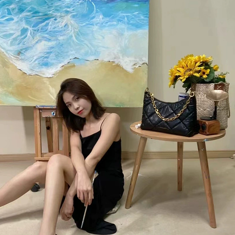 Цепочка, сумка через плечо, кожаная сумка на одно плечо, стиль Chanel, сумка на цепочке, коровья кожа, натуральная кожа