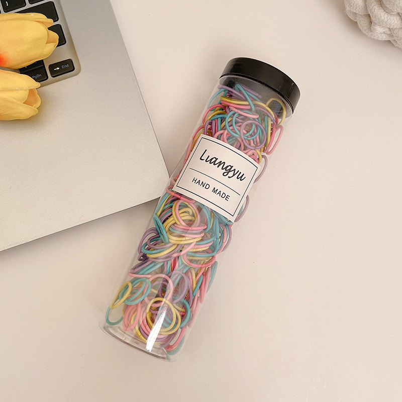 Anillo de cabello de color caramelo para niños no daña correa de cabello bebé cuerda de cabello niñas lindas cubiertas de cabello de cuero de pimples