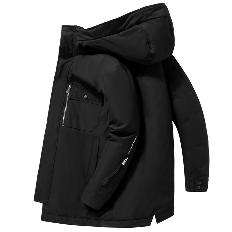 Chaqueta de plumón para hombre mediano y largo en 2025, nueva marca de moda de invierno caliente de moda coreana, chaqueta guapo para hombre