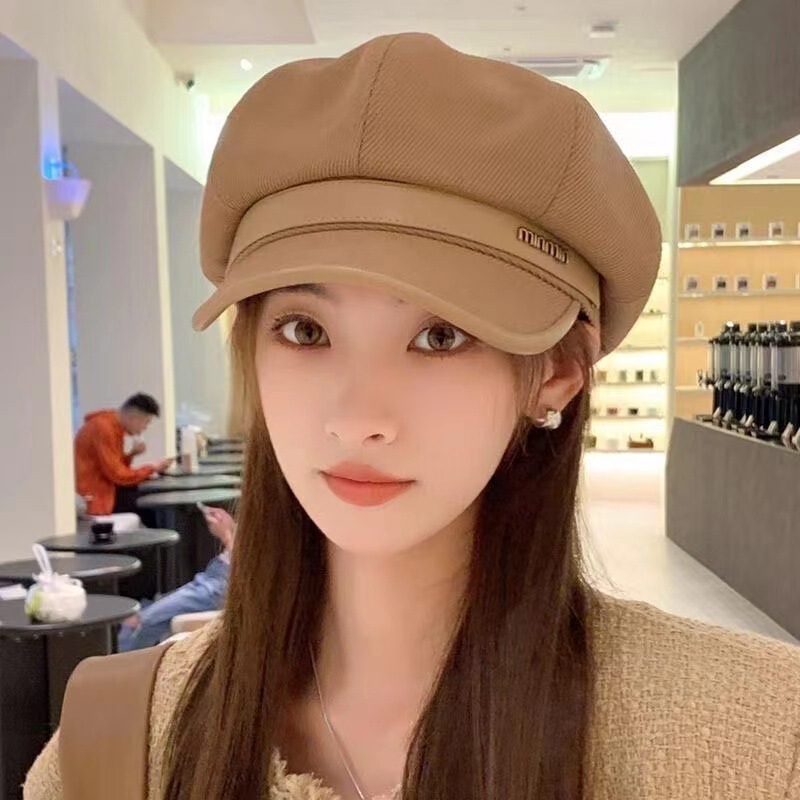 美拉德八角帽子女纯色贝雷帽女秋冬季2025新款复古画家帽子显脸小|undefined