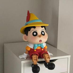 Pinocchio Puppet Shin-Chan Creative Figure Original Shinjiro Anime Peripheral Cute Car Desktop Figure Ornament