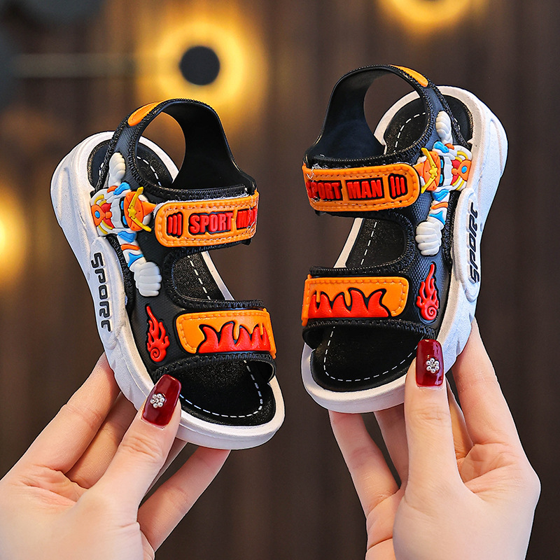 Sandalias de moda para niños de 1 - 3 - 7 - 12 años de edad, antideslizante al aire libre, niños de mediana edad, verano, nuevo velcro de moda
