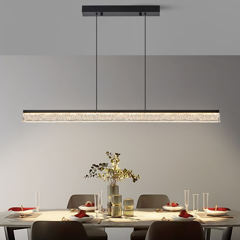 Italian Minimalist One-Line Restaurant Chandelier, Light Luxury and High-End Modern Simple Bar Table, Island Table, Glacier Strip Lamp