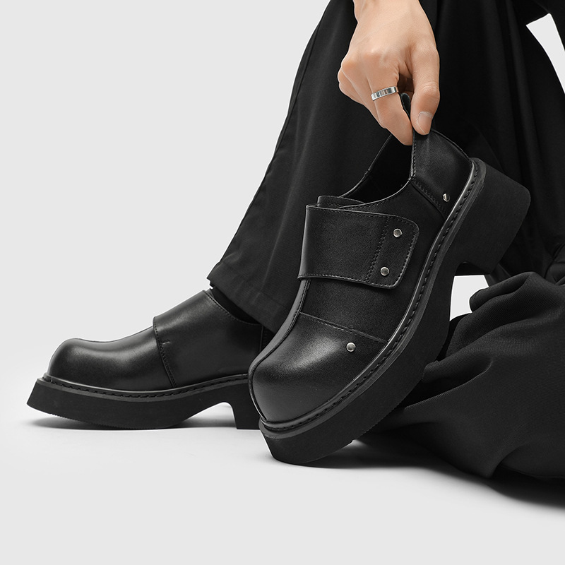 ShoeVault Printemps 2025 Nouvelle Niche Derby à semelle épaisse rehaussante pour hommes avec design surélevé, bout large, style business tendance pour hommes_voghion.com