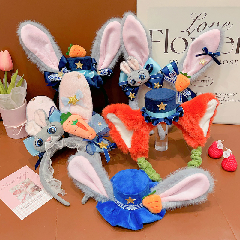 Judy Headband Disney Children's Headwear Amusement Park Bunny Police Officer Hat Hairpin Peripheral Hair Accessories Cute for Girls Judy Headband Disney Children's Headwear Amusement Park Bunny Police Officer Hat Hairpin Peripheral Hair Accessories Cute for Girls