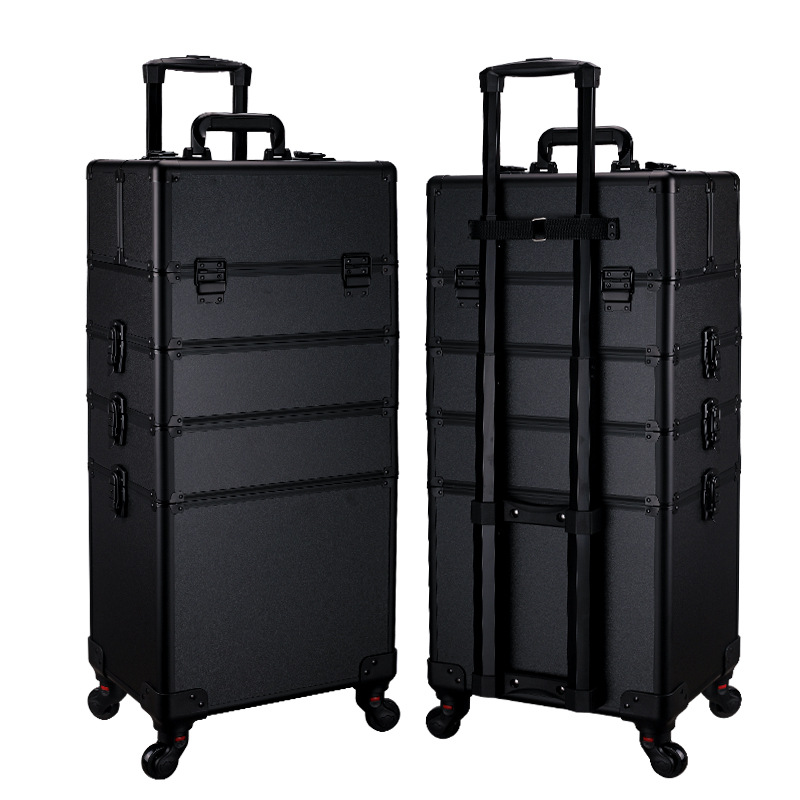 En stock profesional de maquillaje de uñas carro cosmético caso de maquillaje caso de gran capacidad conveniente universal rueda tatuaje bordado Caja de Herramientas